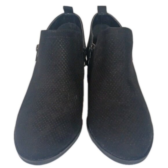 New Torrid Size 10.5 4B Wide Black Perforated Ankle Boot Bootie Suede Look - Picture 7 of 11